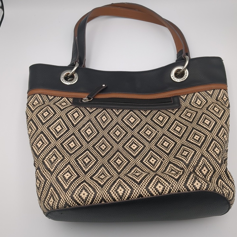 Tignanello Diamond Rattan & Faux Leather Tote Bag / Purse